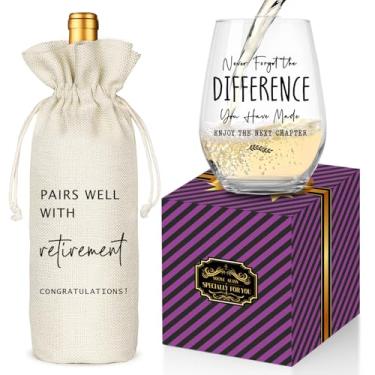Imagem de Socive Presentes de aposentadoria para mulheres e homens, presente engraçado de taça de vinho de aposentadoria, decoração de festa de aposentadoria feliz, presentes aposentados, presente de saída para