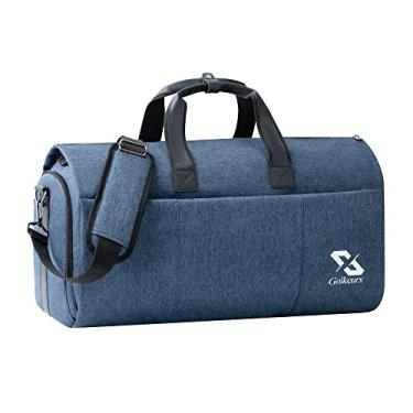 Imagem de Golkcurx Bolsa conversível para viagem, bolsa de viagem com compartimento para sapatos, alça de ombro removível - 2 em 1 para terno, bolsas de viagem para homens e mulheres, Azul, Bolsa de viagem conversível, bolsa de roupa 2 em 1, bolsa de viagem para roupas