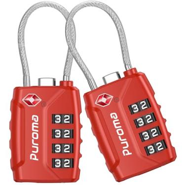 Imagem de Puroma Pacote com 2 cadeados de bagagem aprovados pela TSA, combinação de 4 dígitos, cadeado de código redefinível com corpo de liga de zinco para mala, caixa de ferramentas, mochila, bolsa, armário
