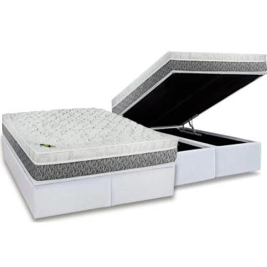 Imagem de Cama Box Baú Queen Kit Aspen MasterPocket Euro Pillow Molas Ensacadas Courano White Luckspuma