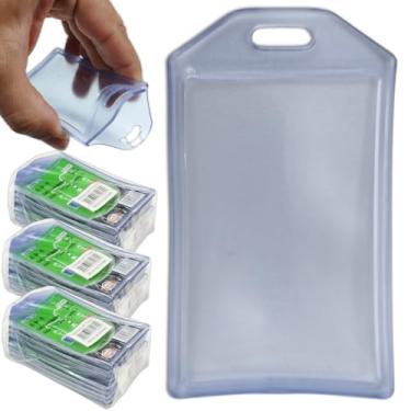 Imagem de Plástico Porta Cartão Crachá Documento Suporte Transparente Duro Rígido dois cartões (30)