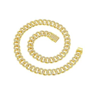 Imagem de TIMMIE Gargantilha com inicial banhada a ouro 18K com letra D dupla de 9 mm, aço inoxidável 316L, corrente de elos cubanos, joia moderna, one size, Aço inoxidável, Sem Pedra Preciosa