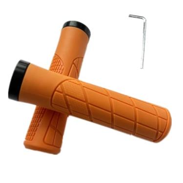Imagem de Pegas de guidão de bicicleta, para BMX, montanha, MTB, cruzador de praia, scooter, bicicleta dobrável, borracha macia, antiderrapante, confortável e ergonômico (laranja)