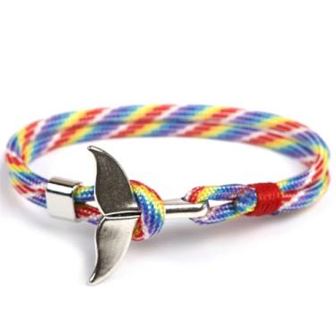 Imagem de HuiApparel Pulseira exclusiva de cauda de baleia de 20 cm, paracorde de nylon, design elegante inspirado no oceano, One Size, Nylon, Sem Pedra Preciosa