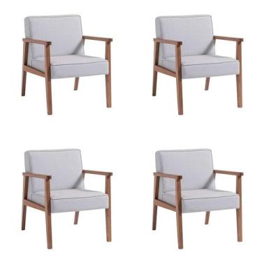 Imagem de Conjunto com 4 Poltronas Júlia Cinza e Nogueira - Mobly