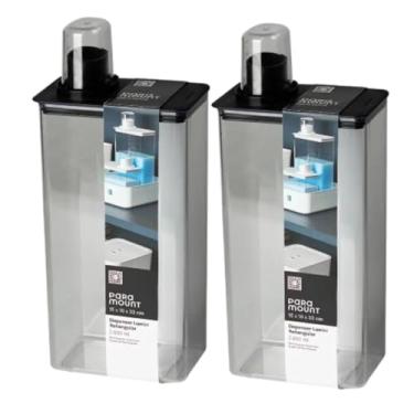 Imagem de Kit 2 Dispenser Pote Organizador Multiuso Lavanderia Banheiro Cozinha Ração Cereais Sabão (Preto)