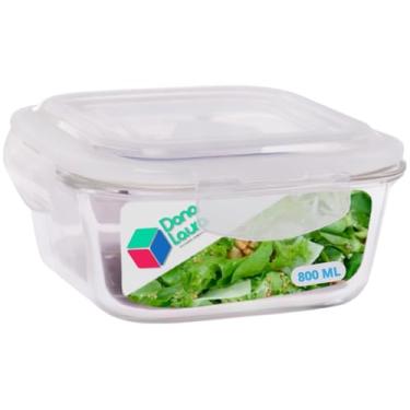 Imagem de Pote de Vidro Hermético 800ML Quadrado Cor Sortida Marmitas Dona Laura