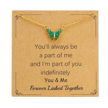 Imagem de SOPIFY Colar feminino com pedra do mês de nascimento de borboleta, dourado, delicado para mãe, filha, irmã, avó, neta, amigas, melhores presentes de pedra do mês de nascimento, Adjustable, Cobre, Sem