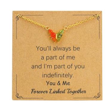 Imagem de SOPIFY Colar feminino com pedra do mês de nascimento de borboleta, dourado, delicado para mãe, filha, irmã, avó, neta, amigas, melhores presentes de pedra do mês de nascimento, Adjustable, Cobre, Sem