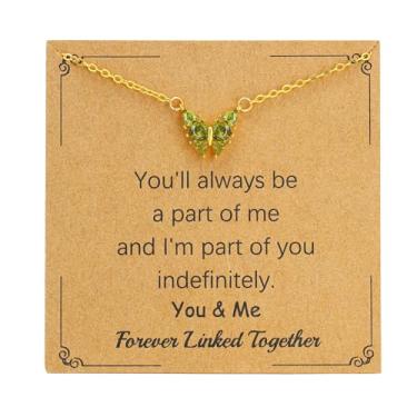 Imagem de SOPIFY Colar feminino com pedra do mês de nascimento de borboleta, dourado, delicado para mãe, filha, irmã, avó, neta, amigas, melhores presentes de pedra do mês de nascimento, Adjustable, Cobre, Sem