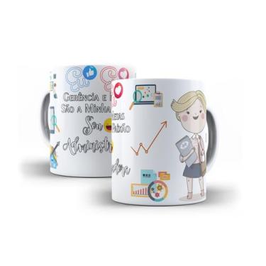 Imagem de Xícara Branca Porcelana Profissão Administração ADM 325ml + Caixinha -