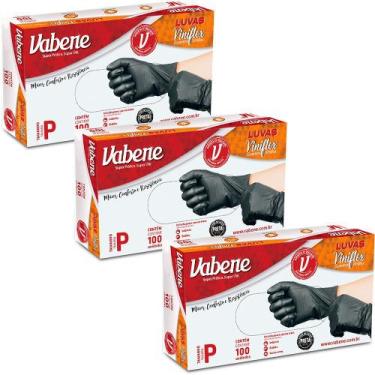 Imagem de Luva Descartável Vinilflex Preta Vabene 03 caixas Tamanho P, P, Preta
