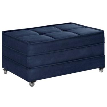 Imagem de Puff Cama Solteiro Dobravel Com Rodízios - LINDECOR, Azul
