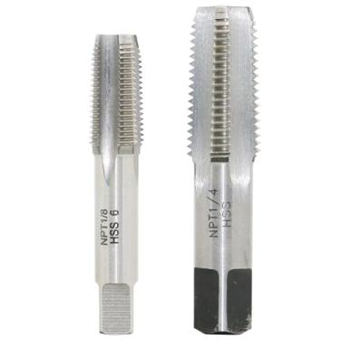 Imagem de Torneira de tubo NPT de 2 peças, torneira de rosca de tubo de água de 1/20.3 cm 1/10.2 cm, feita de material 6542 HSS, adequada para cobre, ferro fundido, aço, liga de aço de liga de alumínio e muito