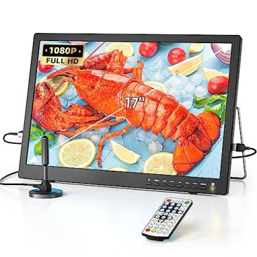Imagem de NORTHING TV portátil 1080p de 17 polegadas, 7000 mAH com antena/USB/HDMI/AV, TV portátil operada de 12 V para acampamento, casa, cozinha, carro, falta de energia, temporizador