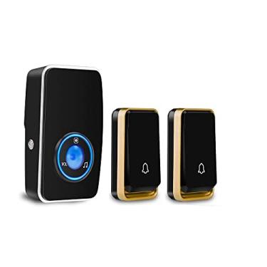 Imagem de AURTEC 【Sem Necessidade De Bateria】Campainha Sem Fio À Prova D'Água, Kit Campainha Porta Com 1 Receptor Flash Led Plug-In E 2 Transmissores Autoalimentados Pressão, 51 Campainhas 4 Níveis Volume, Pr