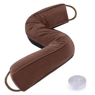 Imagem de Sunolga Tampa de rascunho de porta de 152 cm com tampa removível para lacunas de até 7,6 cm, lavável na máquina contra ruído e bloqueador de ar para parte inferior da porta e janela, marrom