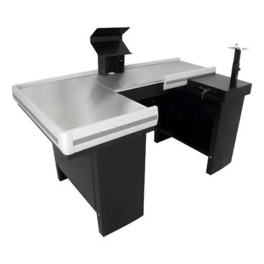 Imagem de Check-out Caixa Supermercado Kit Para Automação Gaveta 1,80 Cor Preto Perfil Cinza