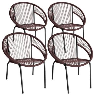 Imagem de Kit 4 Cadeira de Área Eclipse Tramado Fibra Sintética e Aço