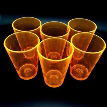 Imagem de Kit com 50 Copos Boteco Brasil Neon Laranja 190 ml Poliestireno super 