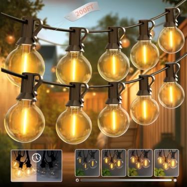 Imagem de kolpop Luzes De Corda Para Áreas Externas Com Dimmer, Pacote 2 Led G40 200 Pés Pátio, 82 + 6 Lâmpadas Edison À Prova Quebra, D'Água, Conectáveis E Penduradas Festas Ao Ar Livre Quintal