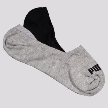 Imagem de Kit Meia Puma Invisível 2 Pares Cinza e Preta, 39-43