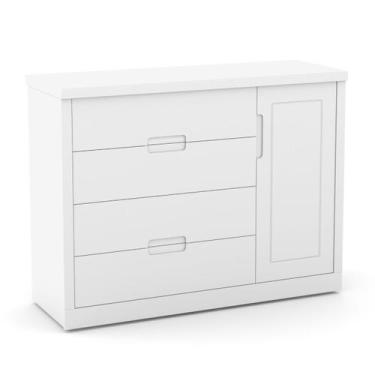 Imagem de Cômoda Infantil Tutto New 1 Porta e 4 Gavetas 100% MDF Cor Branco - Ma