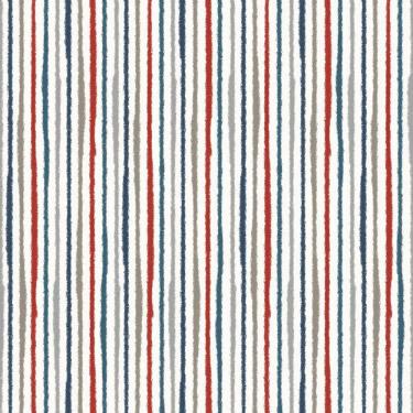 Imagem de Papel de Parede Revoada Listrado Aquarela Azul, Cinza e Vermelho 4425