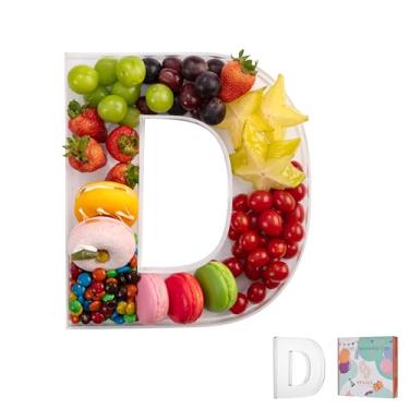 Imagem de Bandeja de charcutaria de acrílico com letras e números de 28 cm – Caixa de alfabeto reutilizável preenchível para doces, lanches, cupcakes – Travessa de servir para aniversário, casamento, festa de