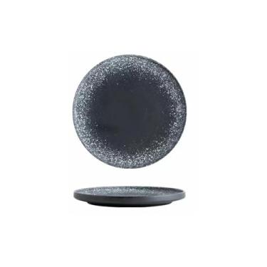 Imagem de Prato de comida ocidental simples de cerâmica retrô estilo japonês doméstico disco comercial de cerâmica grossa - prato de pizza de 20 cm - pôr do sol neve