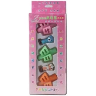 Imagem de Kit Adaptador Escrita Infantil Apoio Lápis 3 Dedos TEA TDAH Ansiedade Motricidade Fina Correção Postural Pegada Ergonômica Educacional Inclusiva 5 Peças (Rosa)