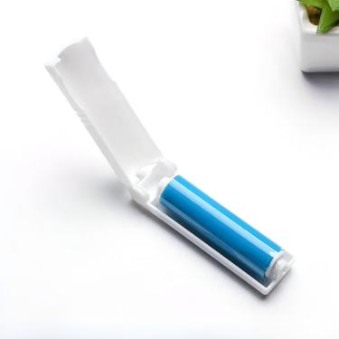 Imagem de Rolo Adesivo Tira Pelos Lavável Fiapos Poeira Retrátil Azul