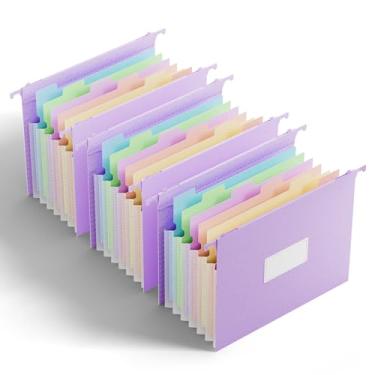 Imagem de Pacote com 3 pastas de arquivo expansíveis de palha de trigo, bolsos sanfonados expansíveis, grande capacidade, tamanho carta, pastas suspensas para armário de arquivo, com abas inseríveis de corte 1