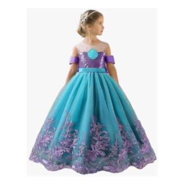 Imagem de Vestido Sereia Ariel Infantil Luxo Baile Festa Aniversário F - Baby Pl