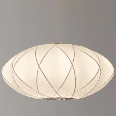 Imagem de COMSDY Luminária Pendente Grande De Seda Branca De 19,7 Pol., Estilo Praiano, Moderna, Com Tecido, Para Teto, Para Cozinha, Ilha, Sala De Jantar, Quarto, Restaurante