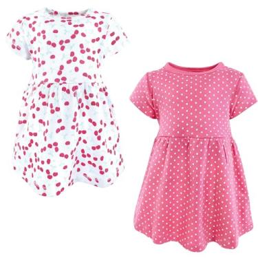Imagem de Luvable Friends Hudson Baby Vestidos de manga curta 2 unidades, Cereja doce, 18-24 Meses