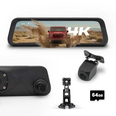 Imagem de STINGER STR4K 24.5 cm 4K UHD DVR Retrovisor Câmera Espelho Frontal/Traseira Câmera Traseira e Câmera de Backup 2K, Suporte OEM/Segura, Monitor de Parque, G-Sensor, Anti-reflexo, GPS, Cartão de 64 GB