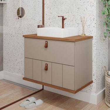 Imagem de Gabinete Suspenso com Cuba 80,3cm X 69cm Poli Espresso Móveis Cappuccino