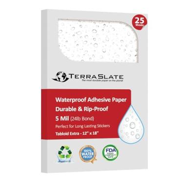 Imagem de Papel adesivo impermeável TerraSlate | Etiquetas adesivas permanentes de 5 mil | Papel adesivo imprimível para impressora a laser, máquina de cópia e prensa digital (Tabloide Extra - 30,5 x 45,7 cm