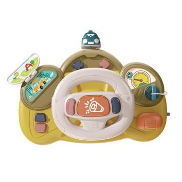 Imagem de Esquirla Brinquedo de volante, girar e aprender motorista girando luz e som minha primeira condução fingir jogar brinquedo de condução para presente de natal, amarelo