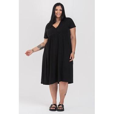 Imagem de Vestido Plus Size Malha de Viscose Detalhe Transpassado - Serena, Pret