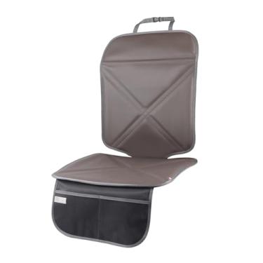 Imagem de Viaviat Protetor de assento de carro de couro à prova d'água capa protetora de segurança infantil com almofada grossa e 2 bolsos grandes tapete durável para todos os assentos automotivos (marrom)