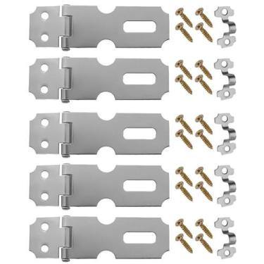 Imagem de Dobradiça Porta Cadeado Fecho Trinco Zincado 6,3Cm 05 Un - Silvana