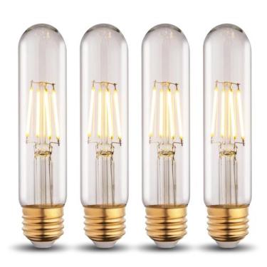 Imagem de Lâmpada LED runquiz T10 Tubular 6W 2700K regulável E26, pacote com 4