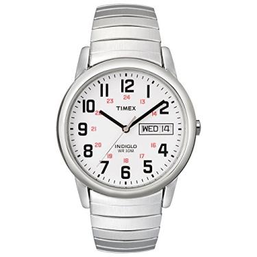 Imagem de Timex Relógio masculino Easy Reader, Aço inoxidável/prata/branco/A/35 mm, 35mm, Relógio de leitura fácil