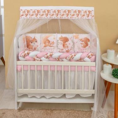 Imagem de Kit Mini Berço 13 peças para Bebê Menina Esquilo - AVM Enxovais