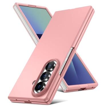 Imagem de DNTMZIN Capa para Samsung Galaxy Z Fold 7, ultrafina fosca à prova de choque PC rígido com aderência antiderrapante proteção total capa protetora rosa claro 010-ZFOLD7-08