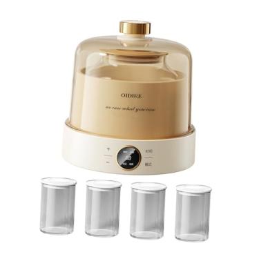 Imagem de ＫＬＫＣＭＳ Máquina elétrica de iogurte grego, ferramenta para fazer iogurte, presente multifuncional, temporizador automático para iogurtes caseiros Natto, com 4 Xícaras