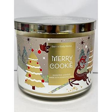 Imagem de Bath & Body Works Vela perfumada Merry Cookie 3 pavios, 411 g (arte da etiqueta varia)