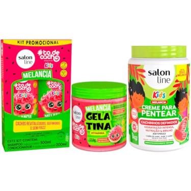 Imagem de Salon Line Kit Melancia Kids Shampoo 300ml, Condicionador 200ml, Creme para Pentear 1kg, Gelatina Ativadora 550g